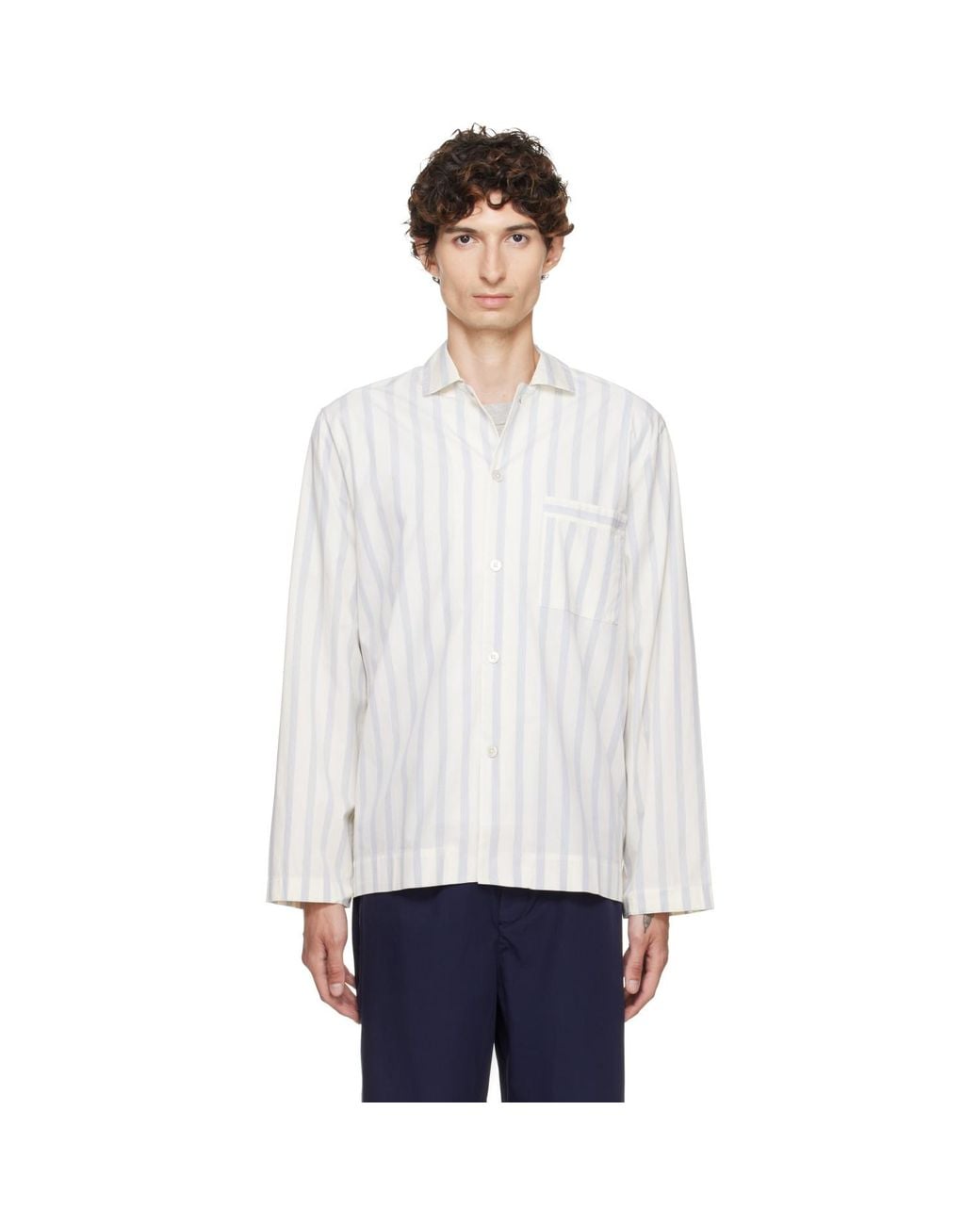 Tekla White Off- & Poplin Long-Sleeved Pyjama Shirt for men