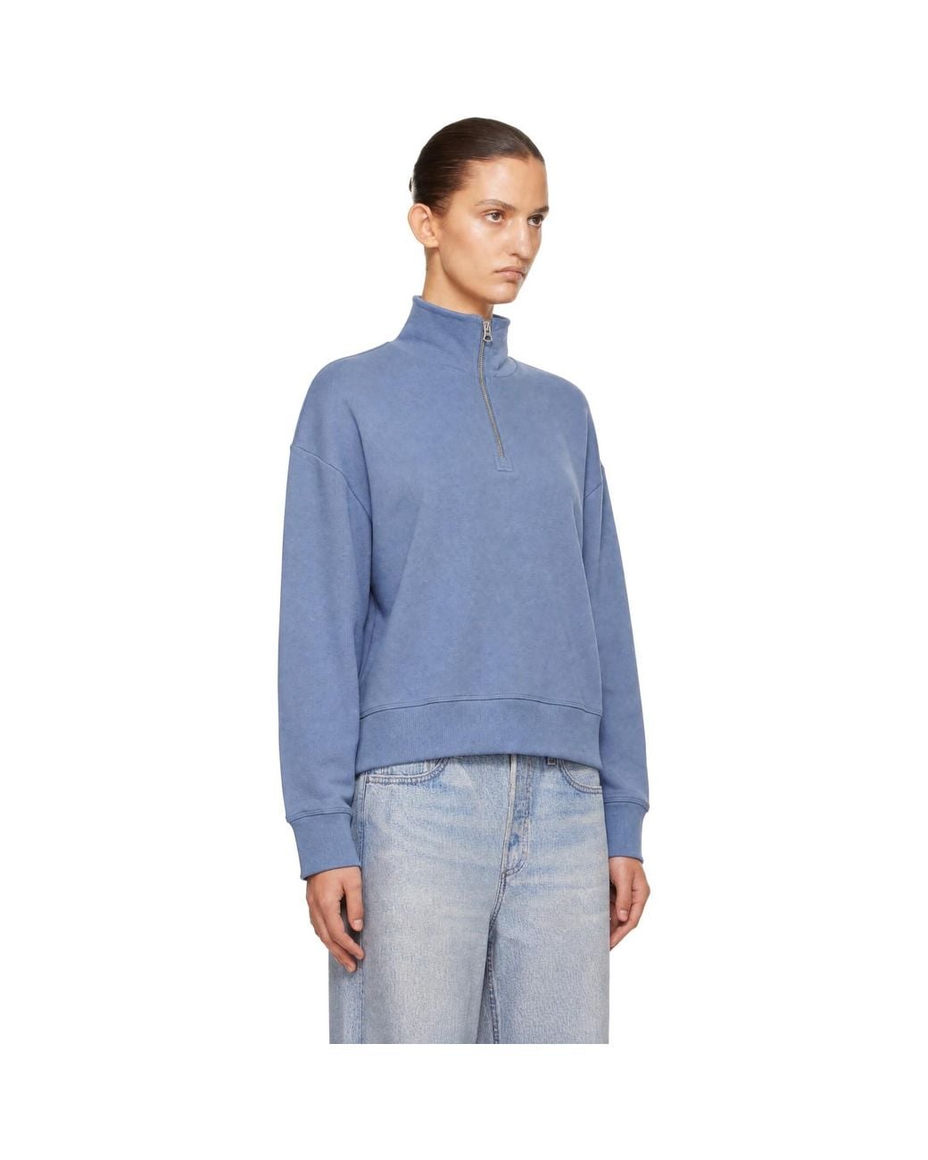 Rag & Bone Blue Everyday Terry Half-Zip Sweater