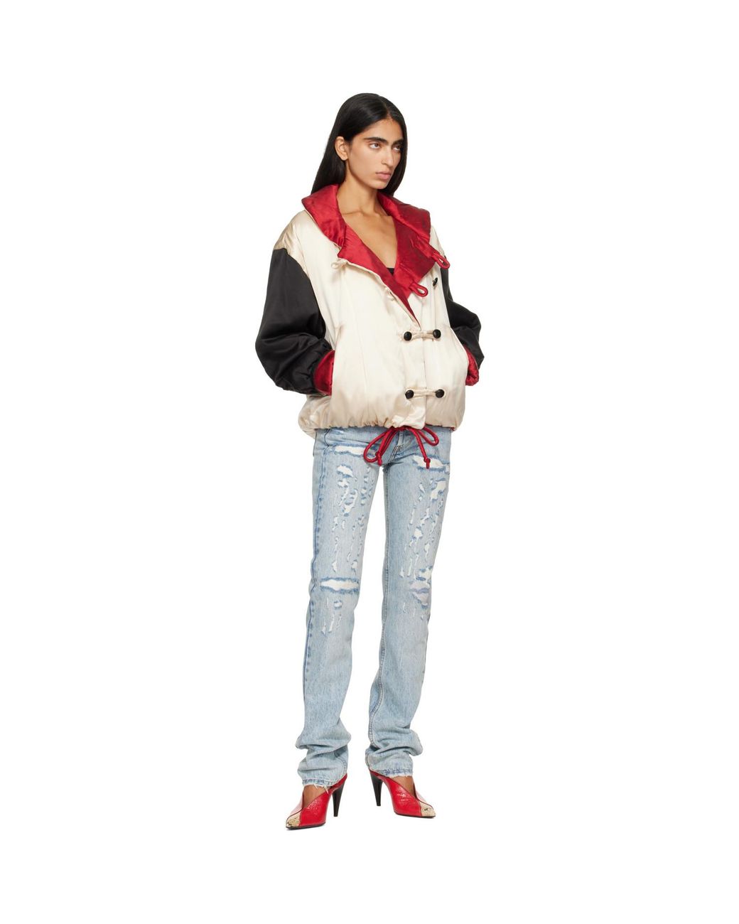 Isabel Marant Red Off- & Reversible Bleza Silk Puffer Jacket
