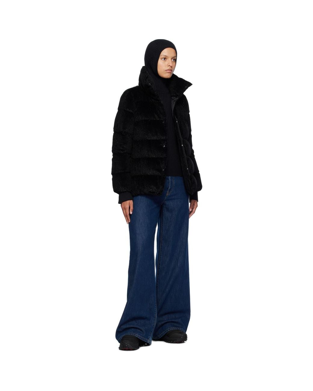 Moncler Black Cochevisse Corduroy Short Down Jacket