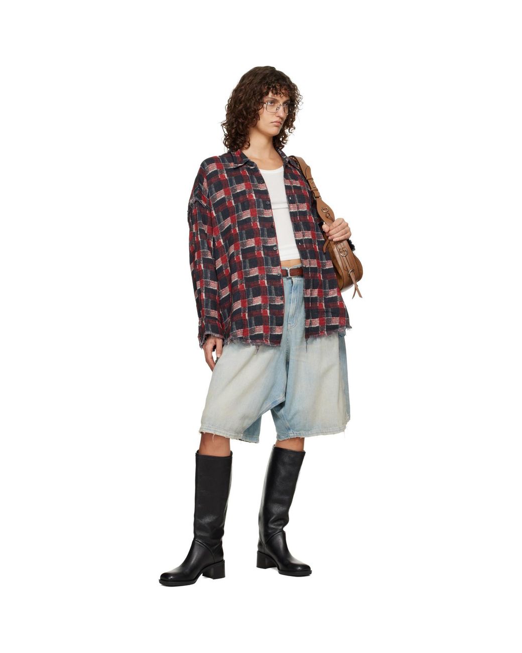 R13 Shredded Seam Drop Neck Reversible Shirt