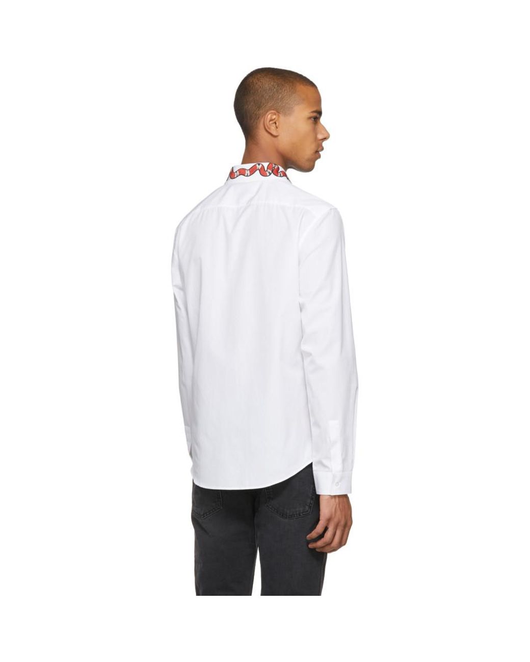 Impuestos Delgado Dormitorio Gucci White Snake Collar Shirt for Men | Lyst