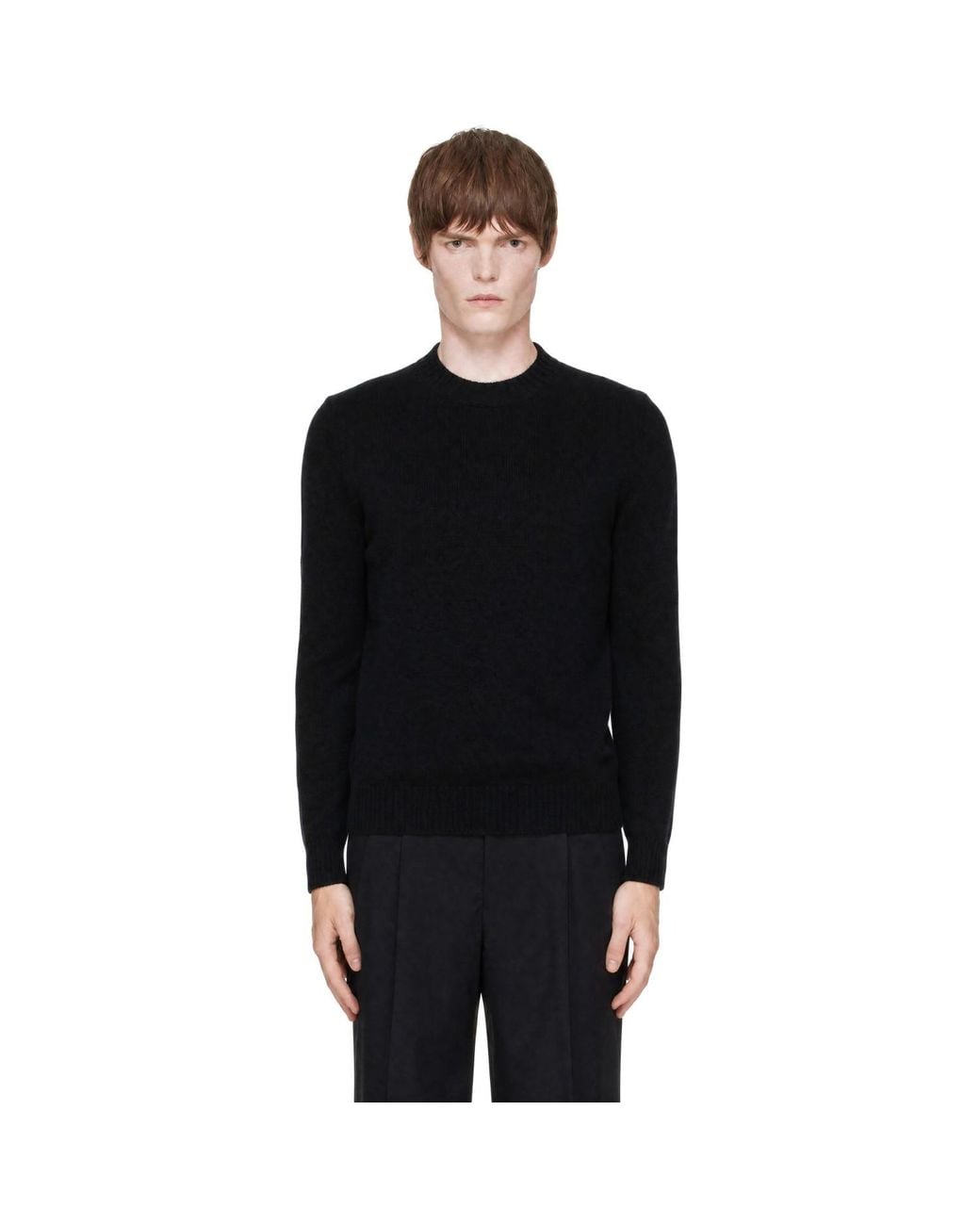 AMI Black Crewneck Cashmere Ami De Coeur Sweater for men