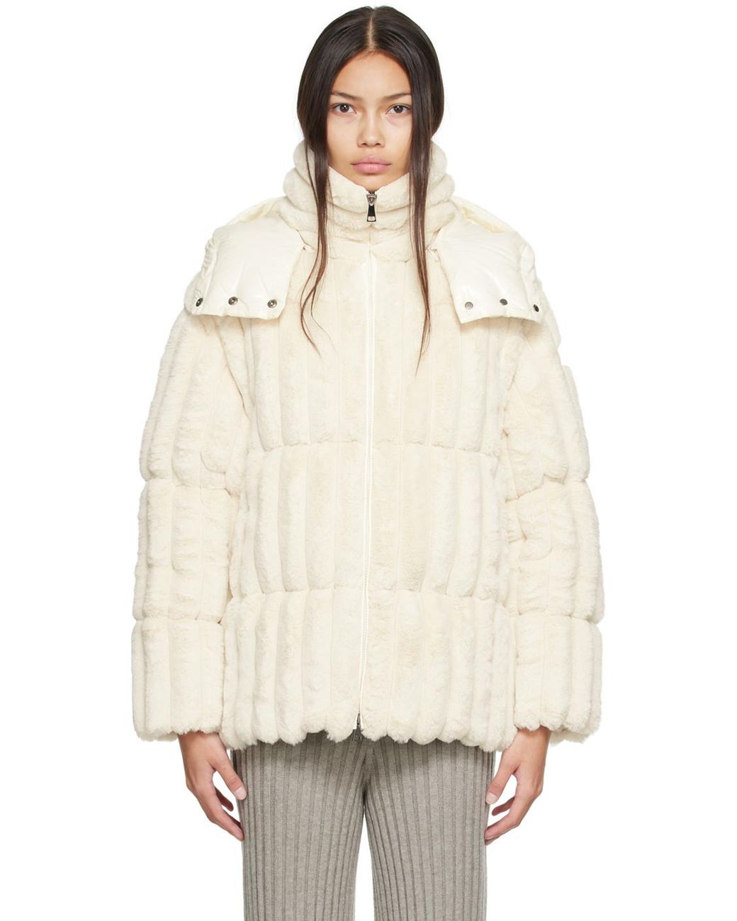 希少モデル❗️MONCLER Malp ホワイト フェイクファー ダウン
