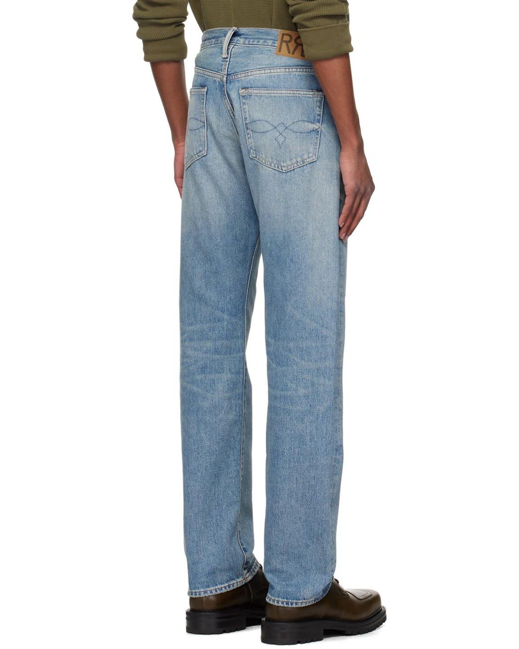 RRL Straight Fit Repaired Jeans in Blue for Men | Lyst UK