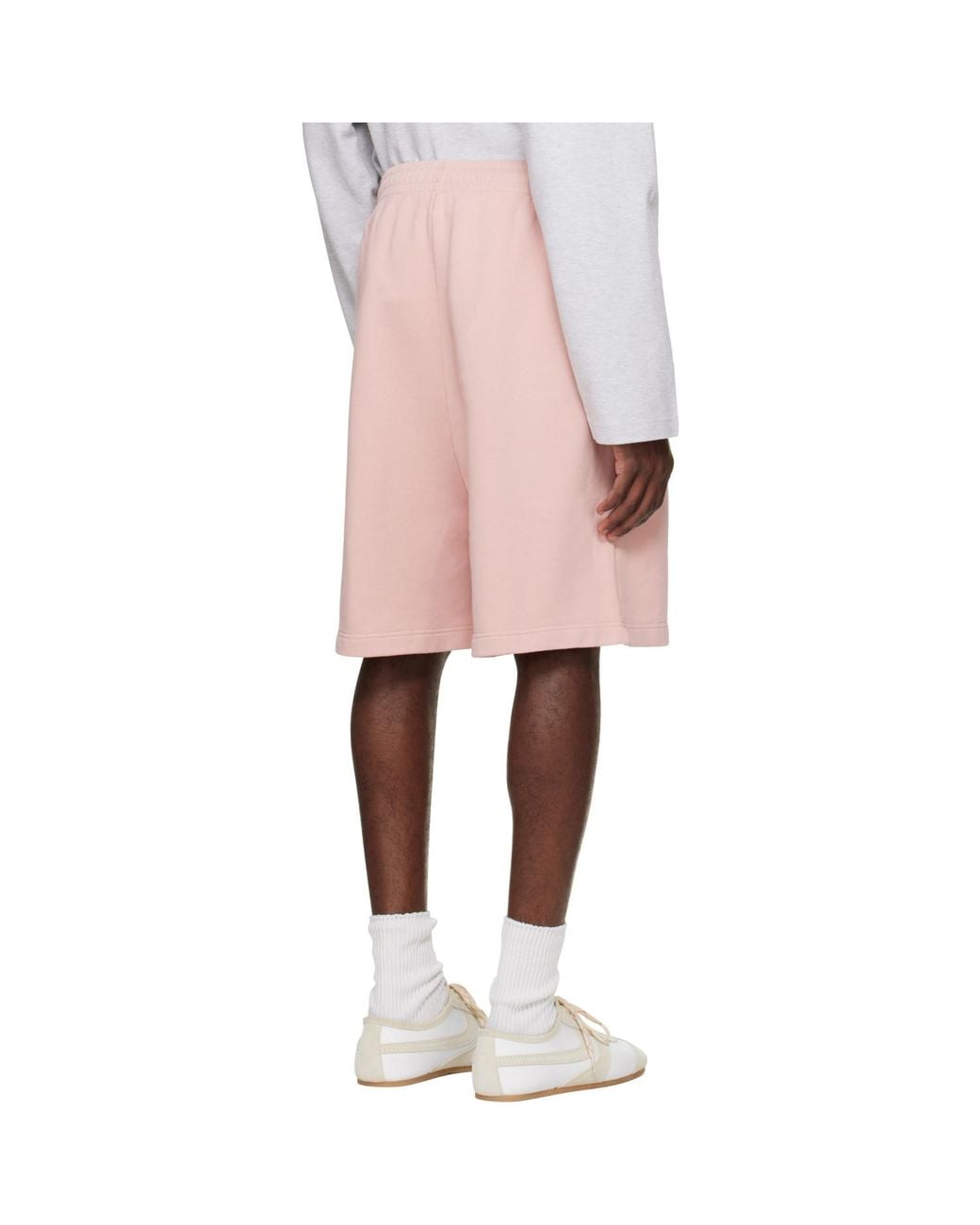 Acne Pink Embroidered Logo Shorts for men