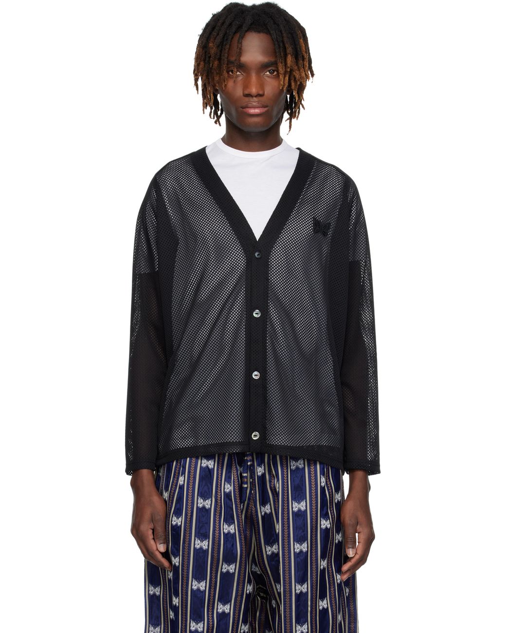 Needles Mesh Cardigan in Black for Men | Lyst