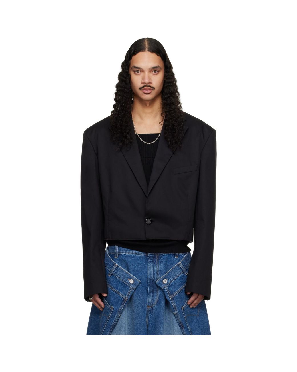 Lu'u Dan Black Slashed Blazer for men
