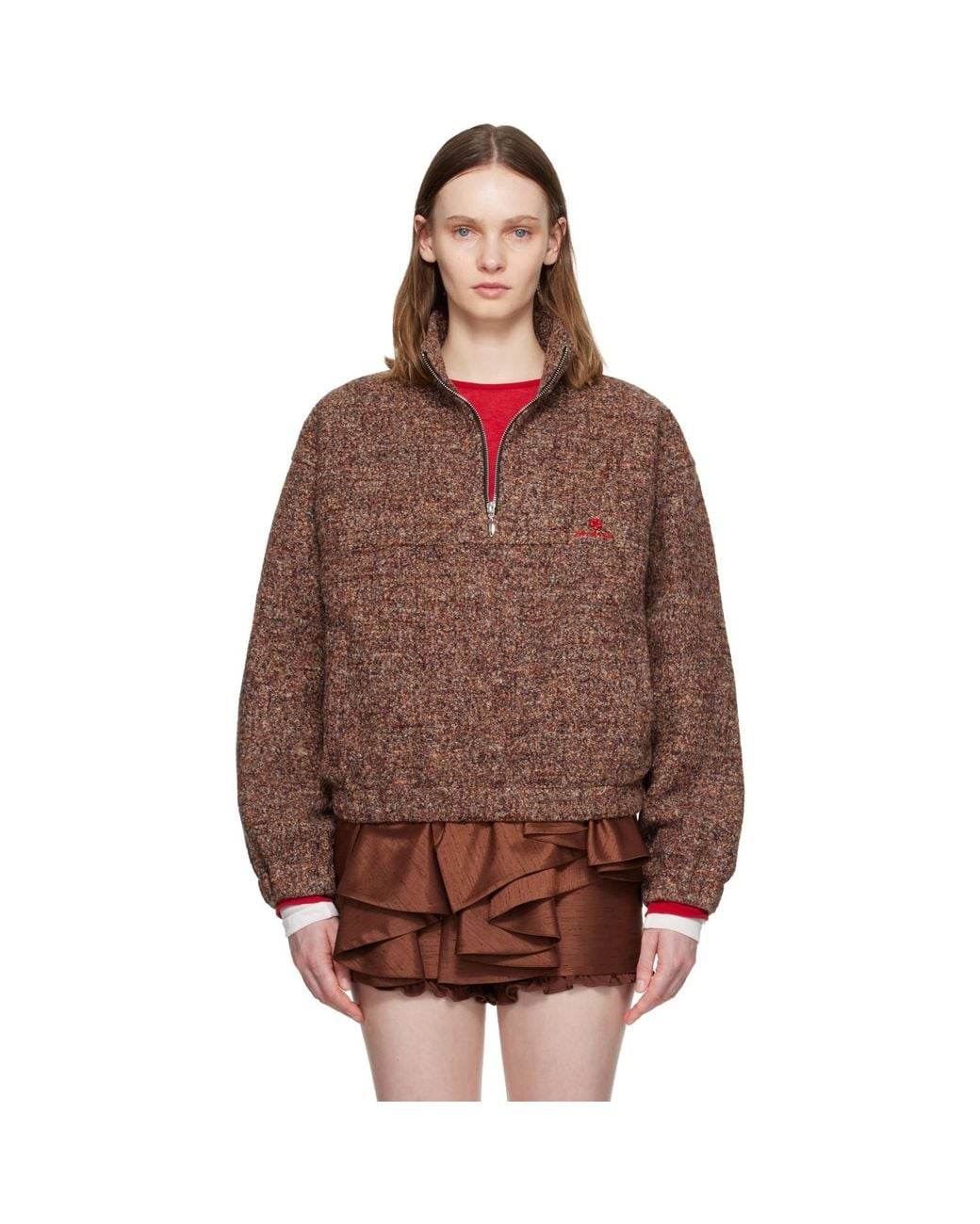 ShuShu/Tong Brown Stand Neck Pullover Sweater