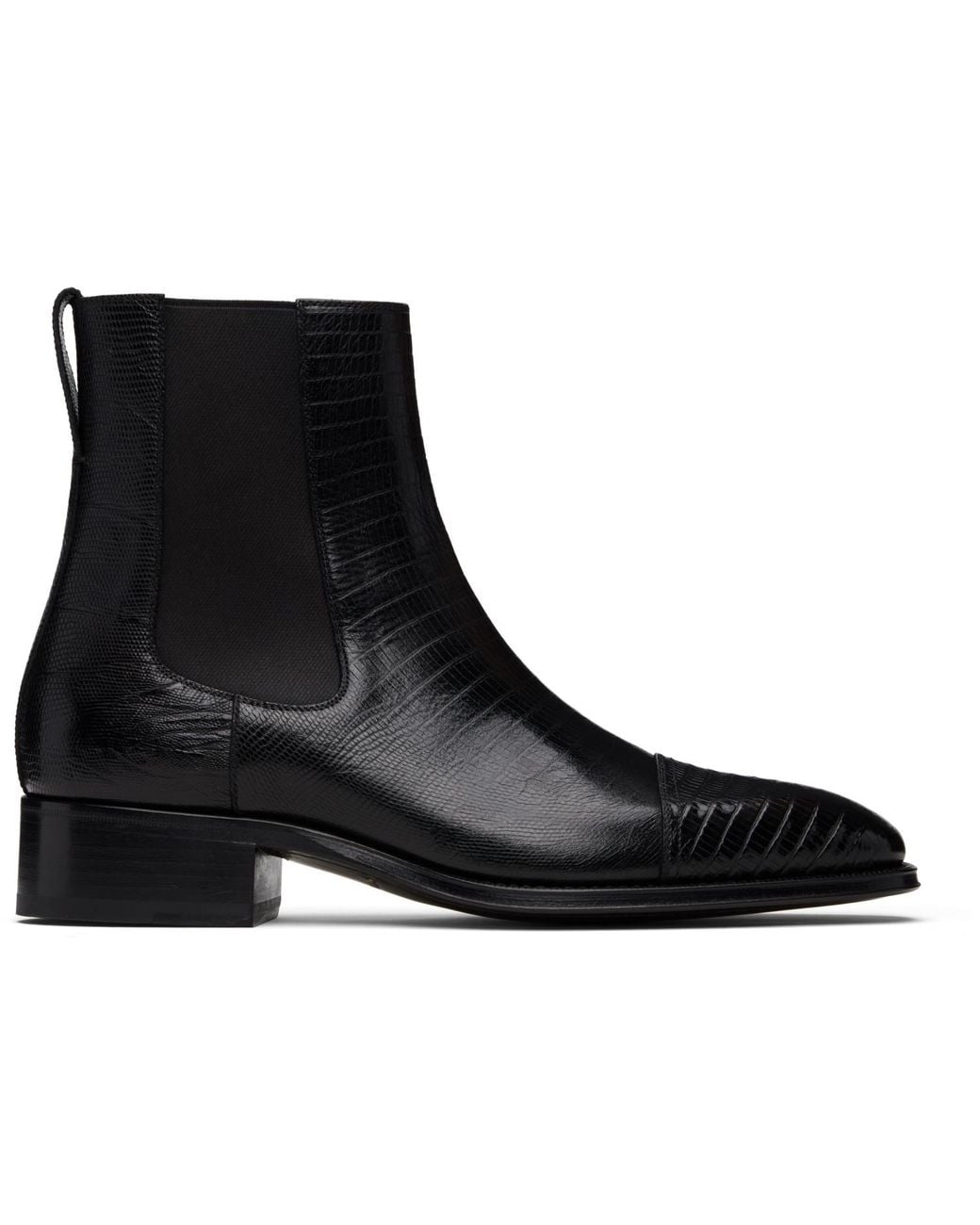 Tom Ford Black Printed Tejus Chelsea Boots for men