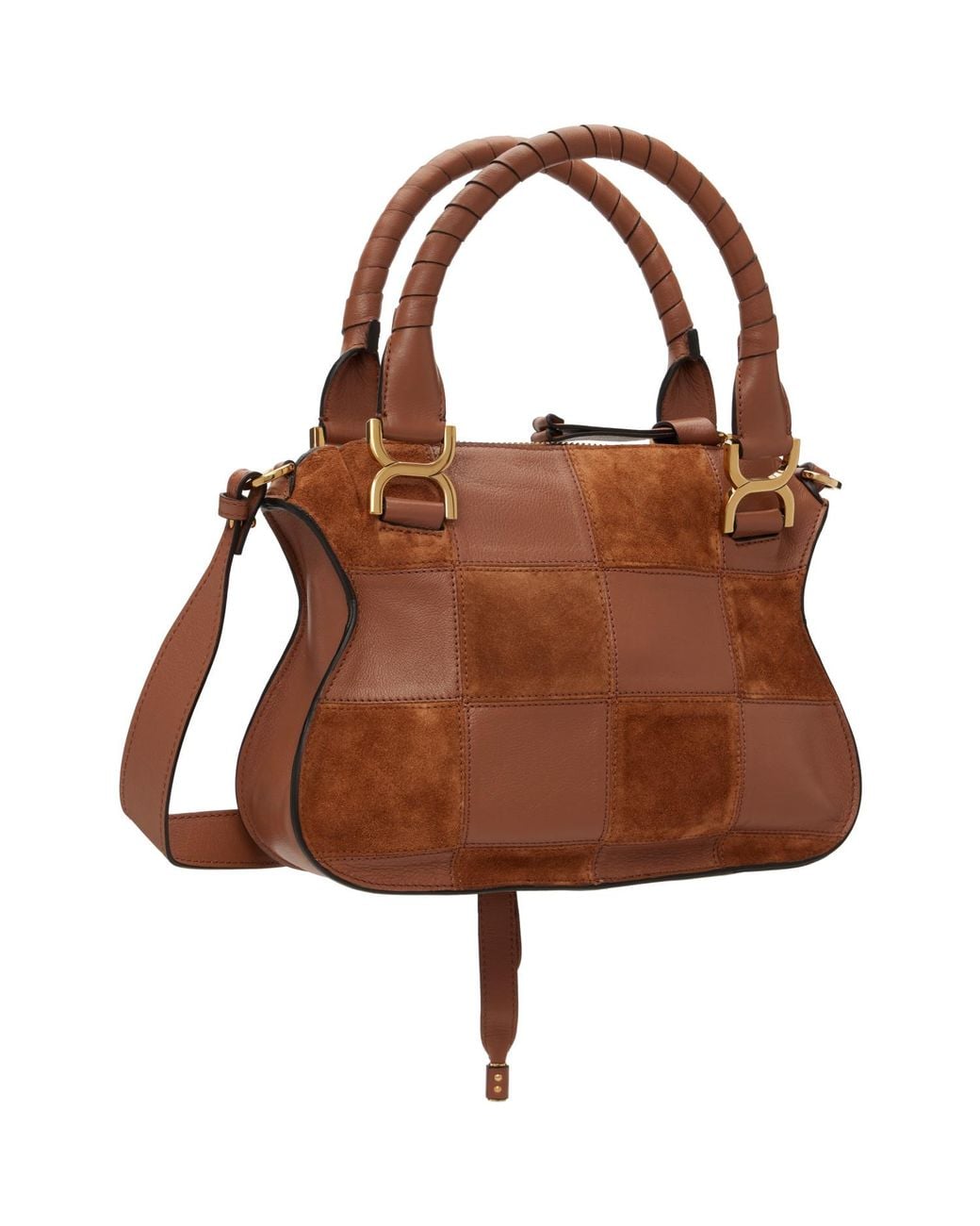 Chloé Brown Grained & Suede Leather Small Marcie Shoulder Bag