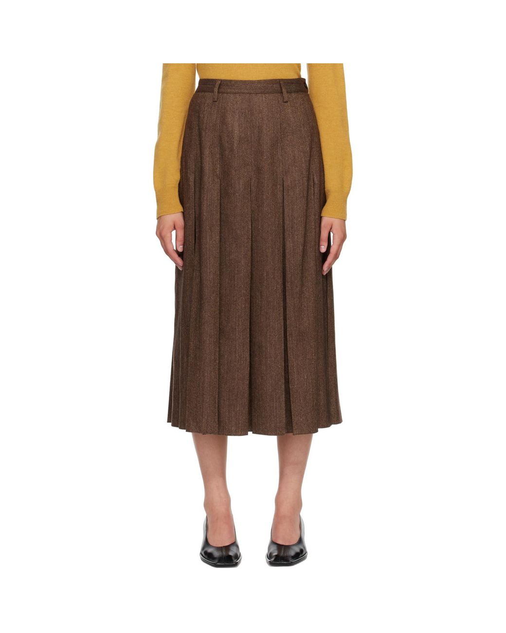 MM6 by Maison Margiela Brown Mottled Wool Midi Skirt