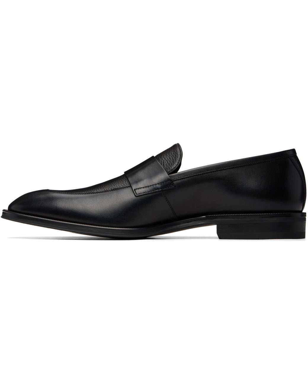 Boss Black Plain Penny Trim Leather Loafers for men