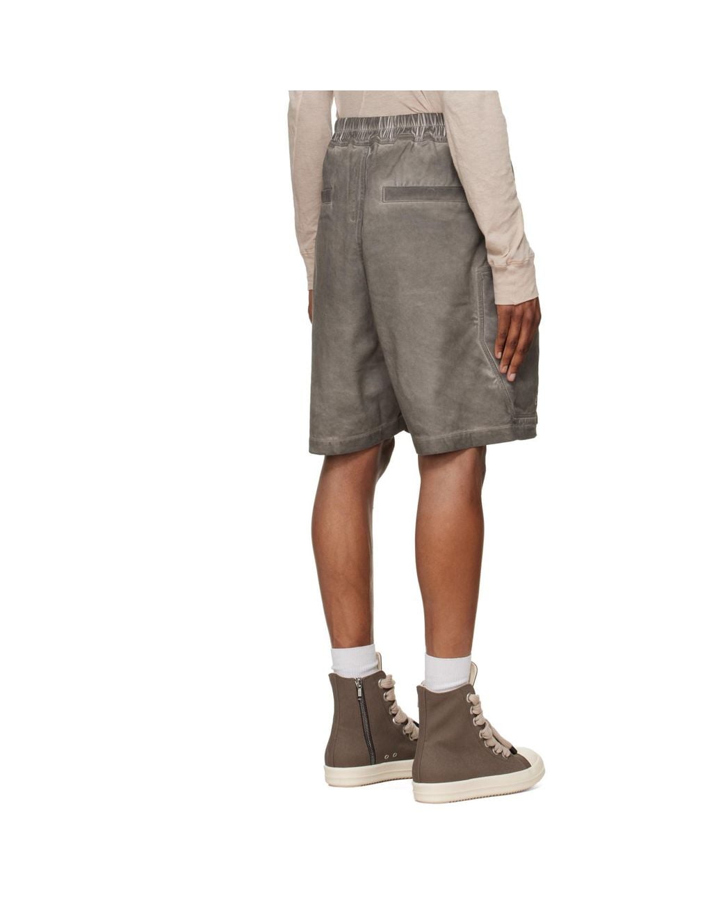 Rick Owens Gray Tower Bauhaus Denim Shorts for men
