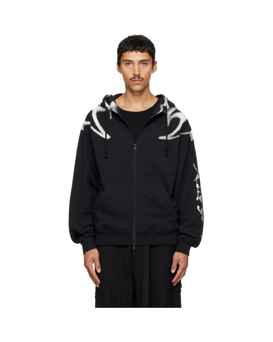 Y-3 Black Chito Edition Graphic Zipper Hoodie for men