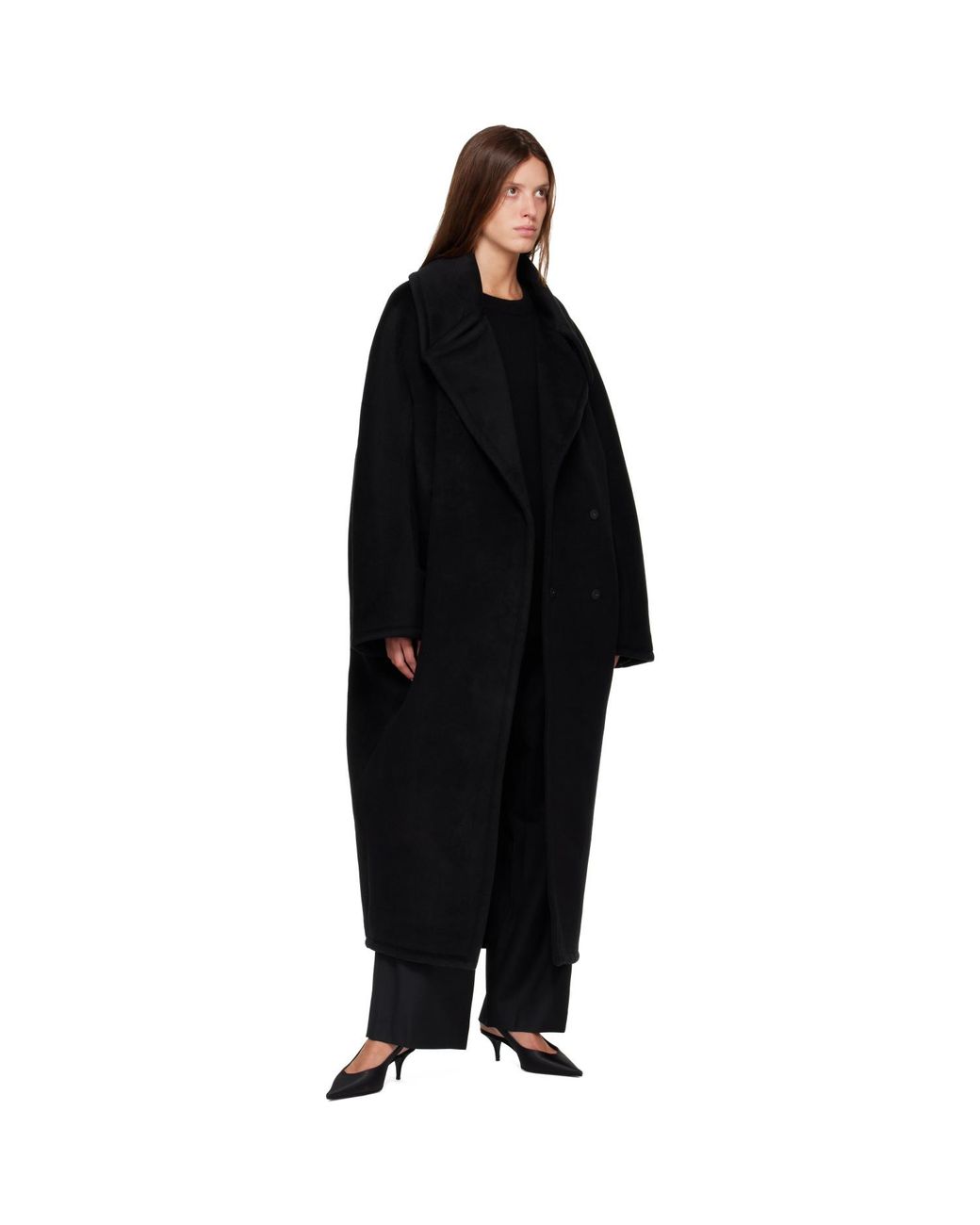 R2W Black Treho Double Breasted Coat