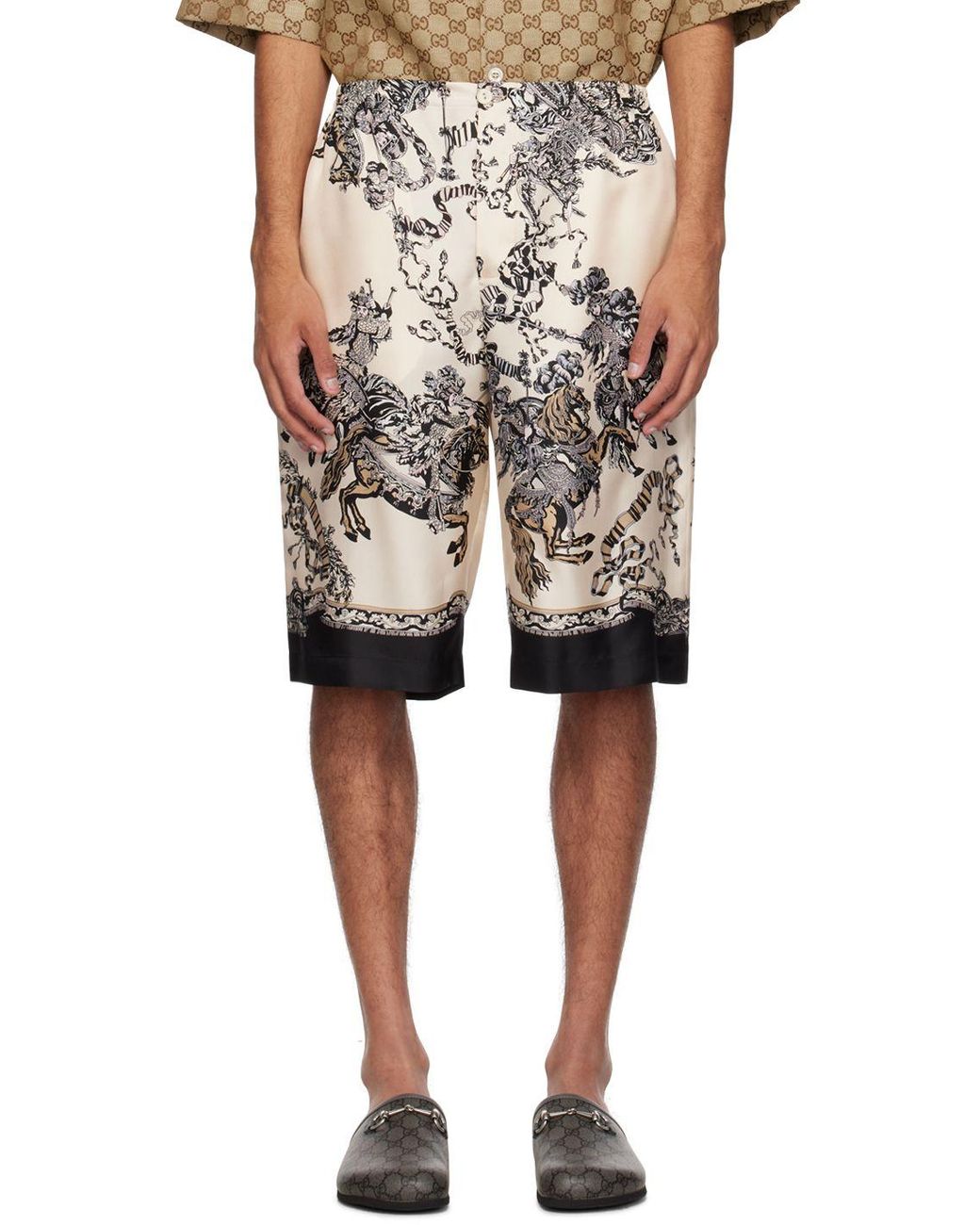 Gucci Off-white Button-fly Shorts in Black for Men | Lyst