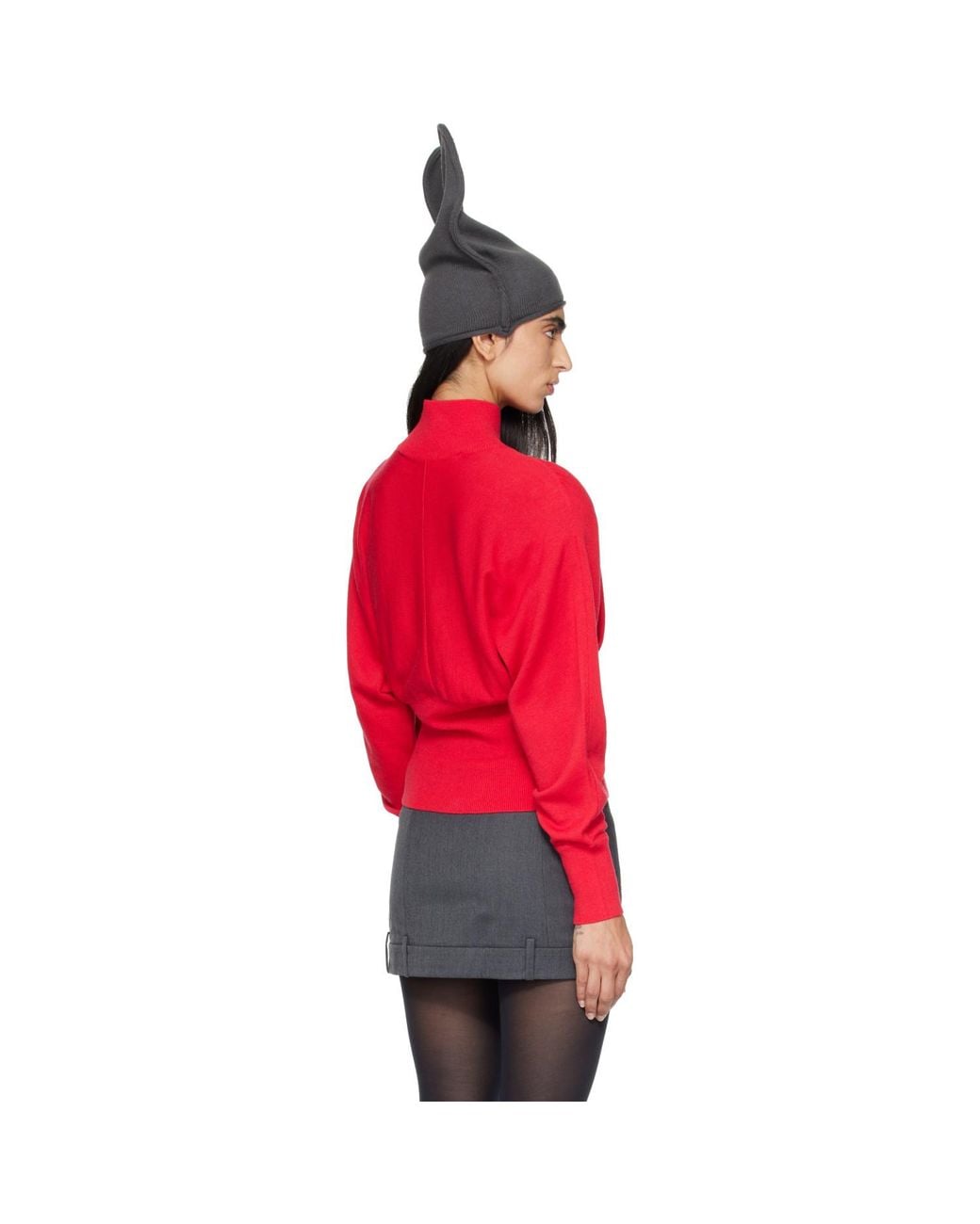 OPEN YY Red Button Up Blouson Cardigan