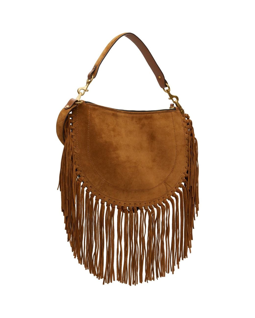 Isabel Marant Brown Tan Oskan Soft Zip Fringe Bag