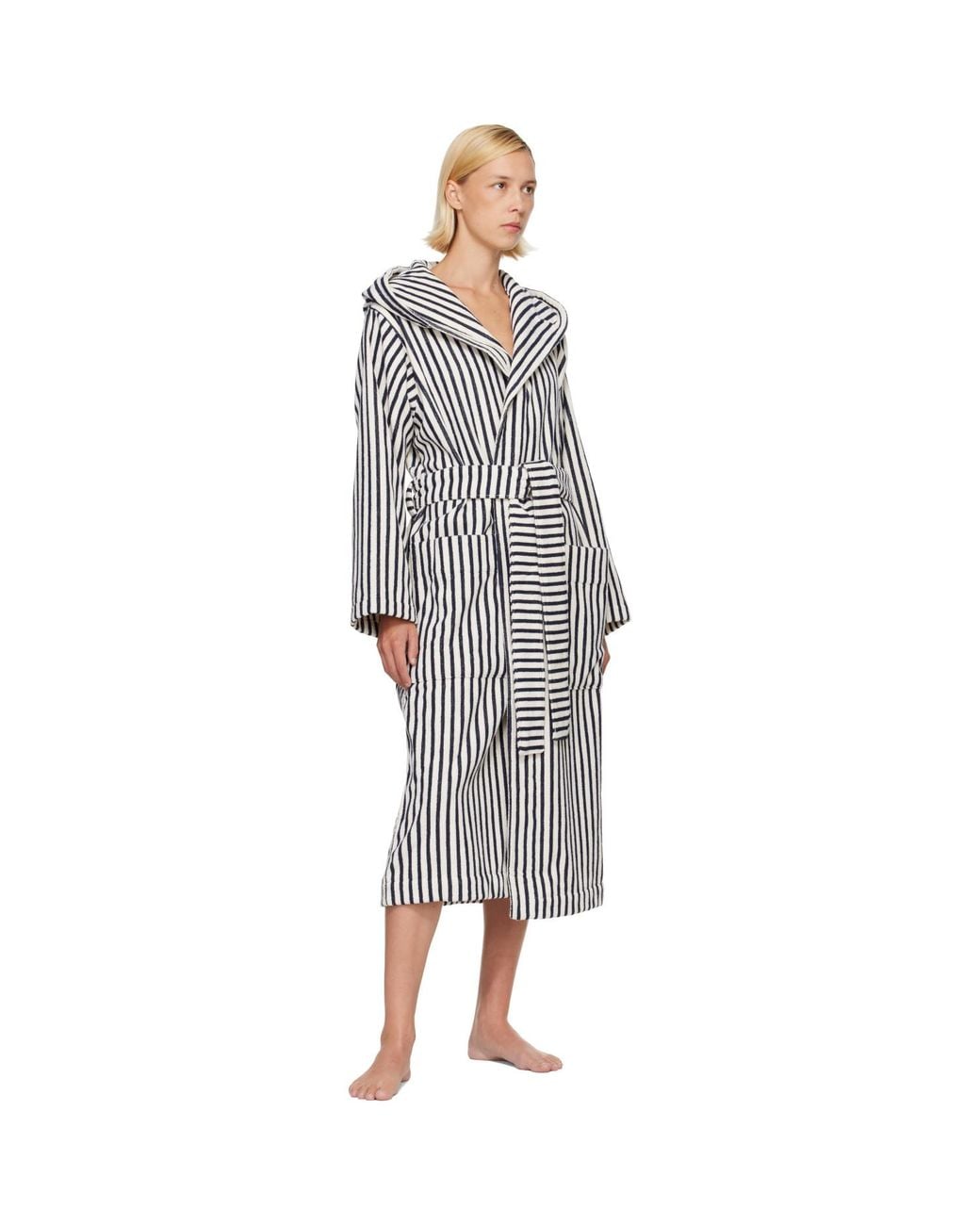 Tekla Gray Terry Hooded Bathrobe