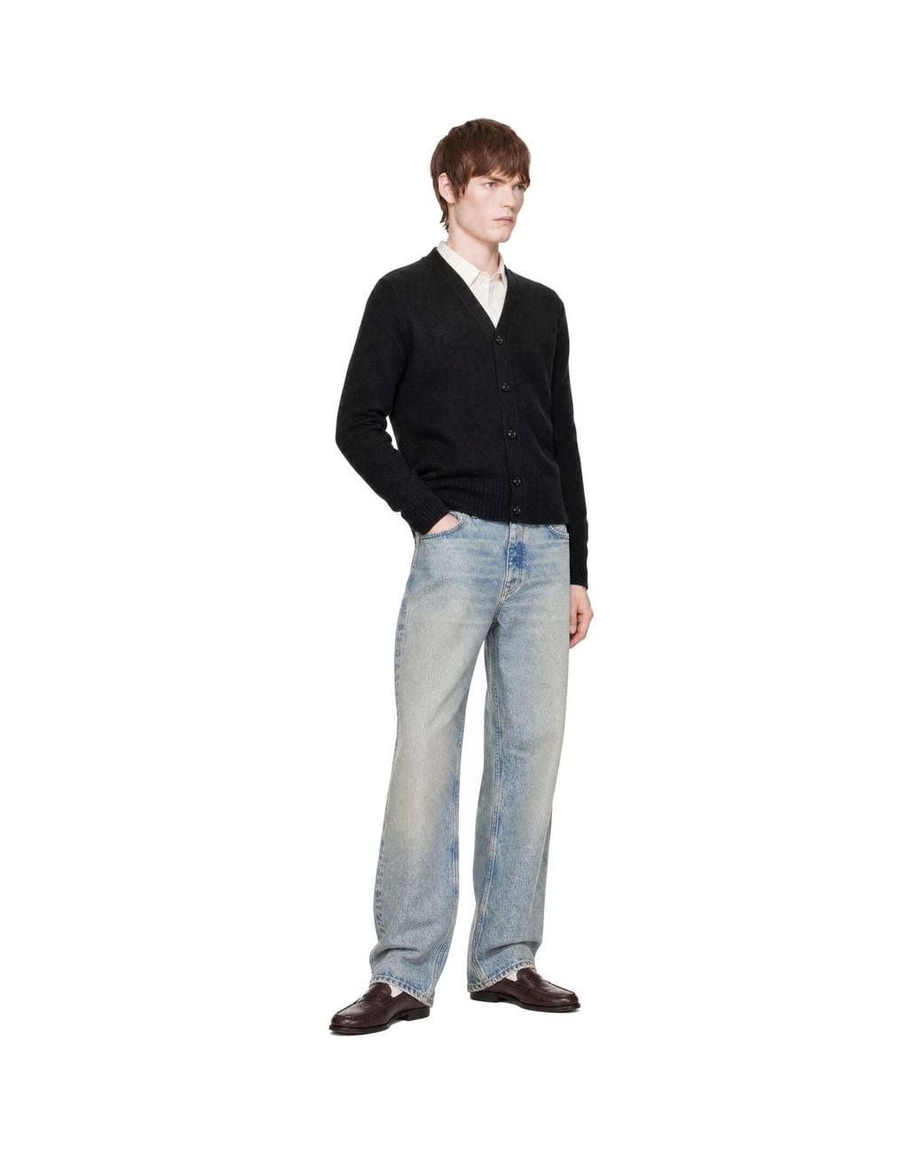 AMI Black Cashmere Tonal Ami De Coeur Cardigan for men