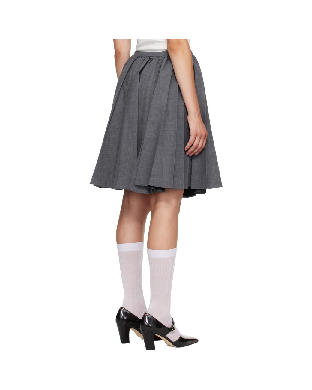 ShuShu/Tong Gray Pleated Midi Skirt