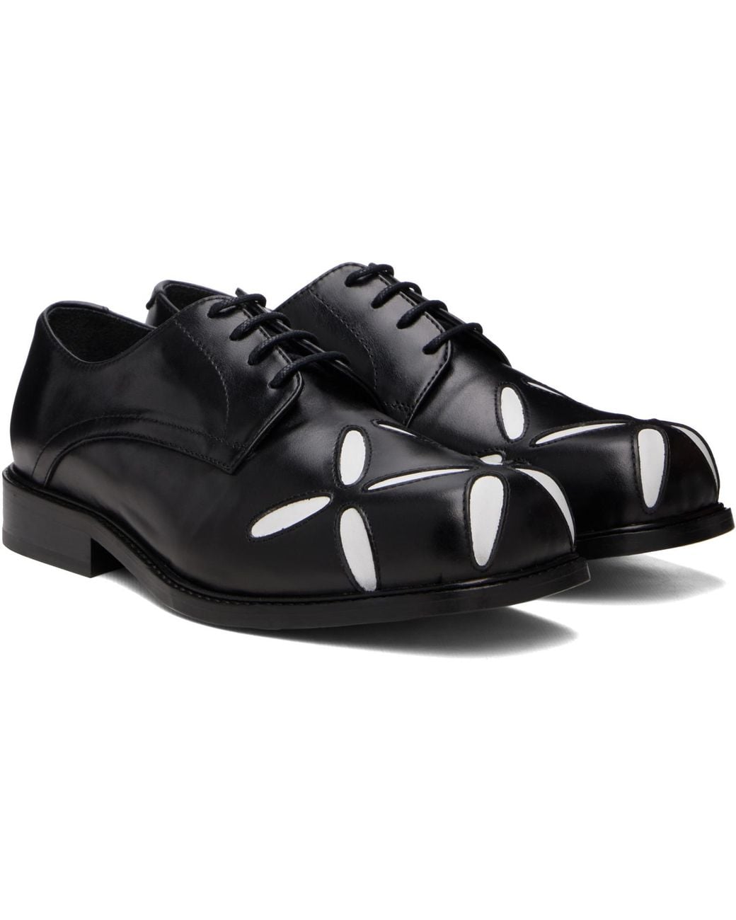STEFAN COOKE Black Slashed Square Toe Derbys for men