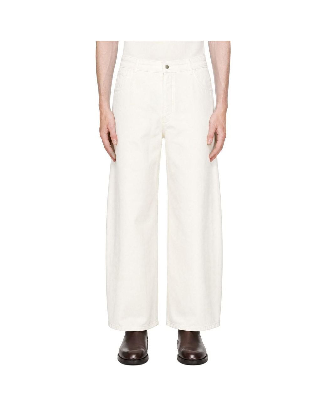 Studio Nicholson White Off- Paolo Wide Leg Jeans for men