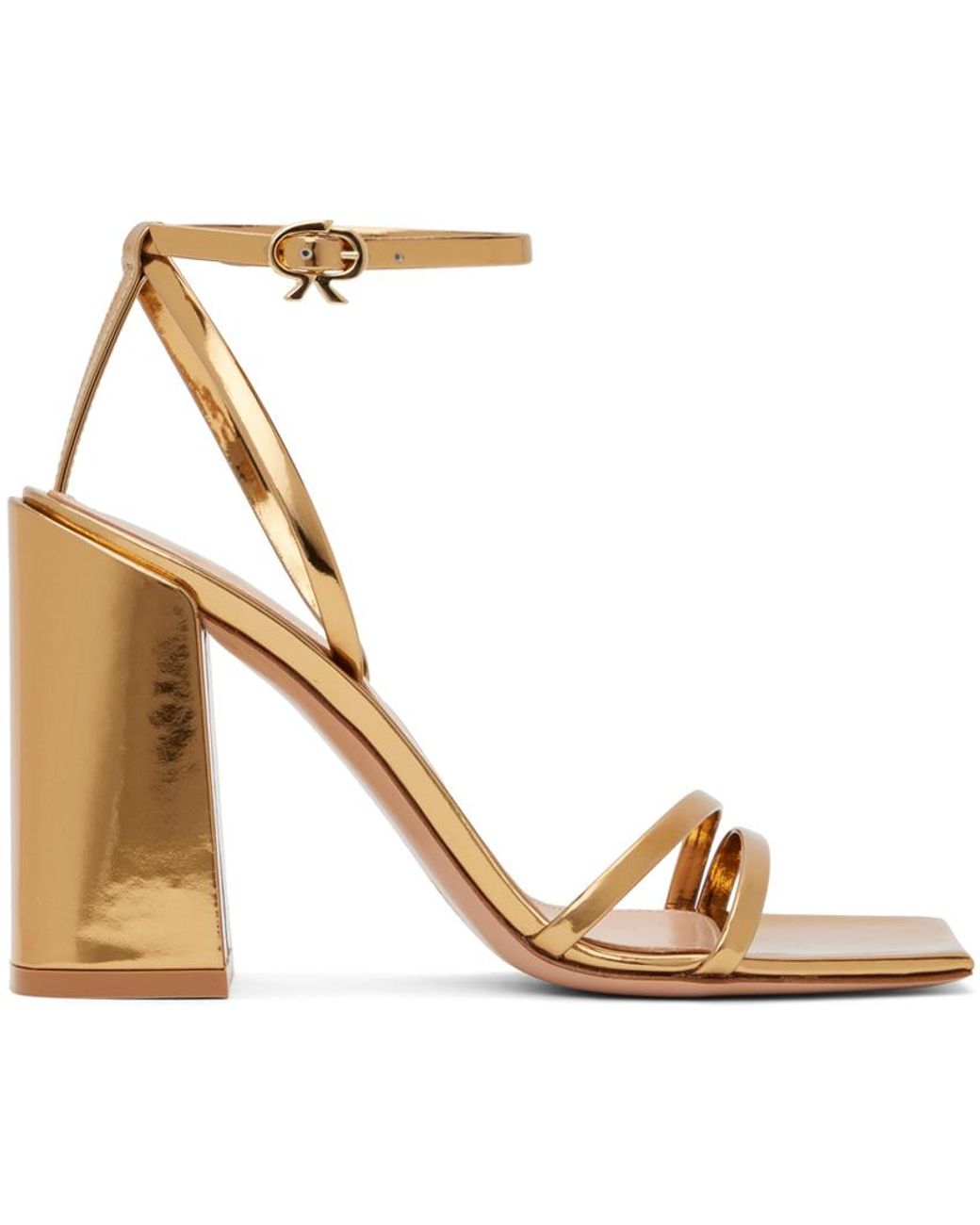 Gianvito Rossi Gold Metallic Heeled Sandals | Lyst