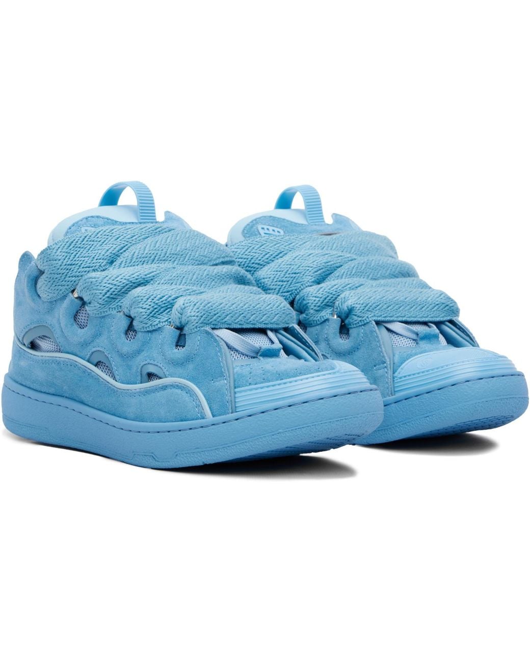 Lanvin Blue Curb Monochrome Suede Sneakers for men