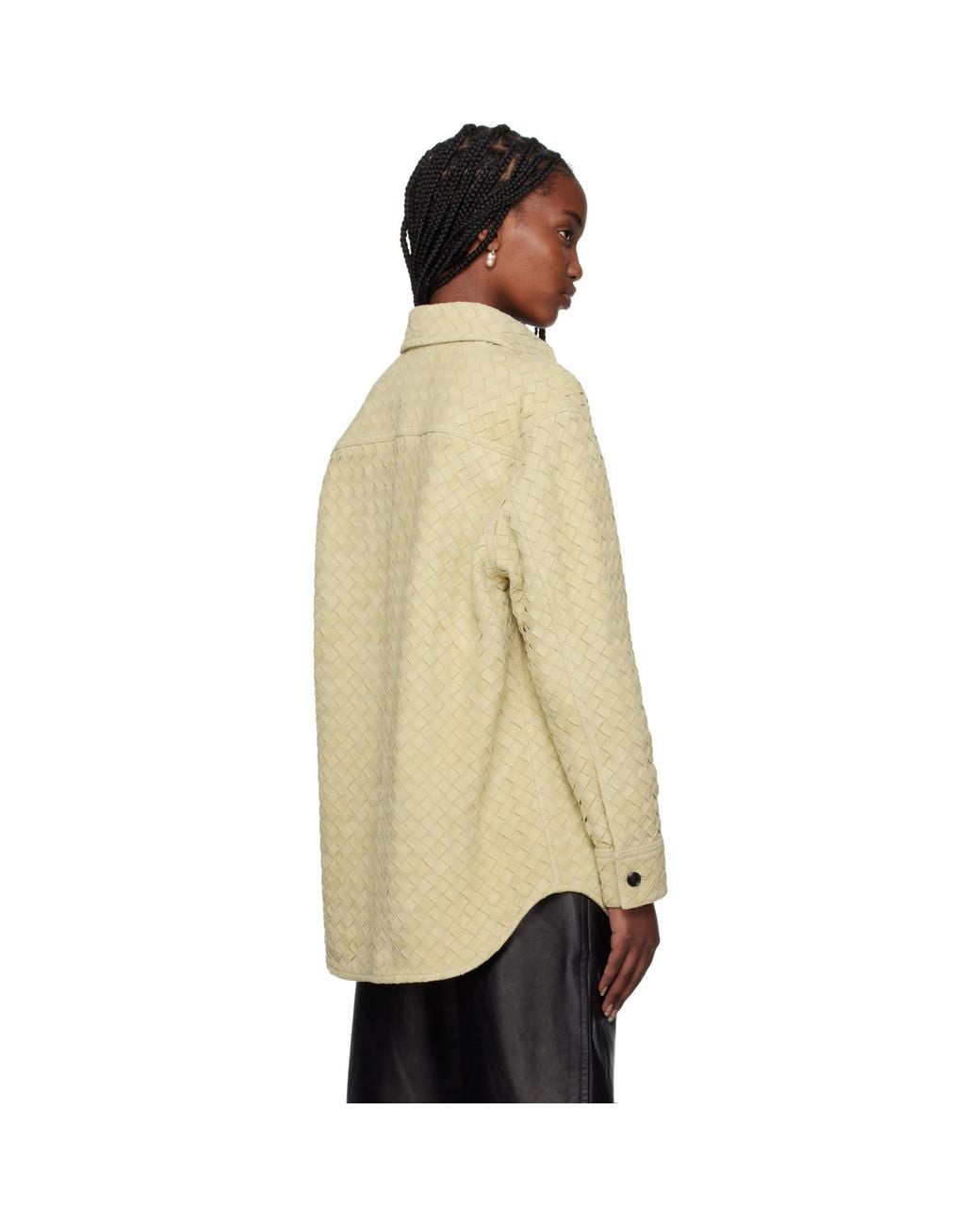Bottega Veneta Natural Intrecciato Relaxed Leather Shirt