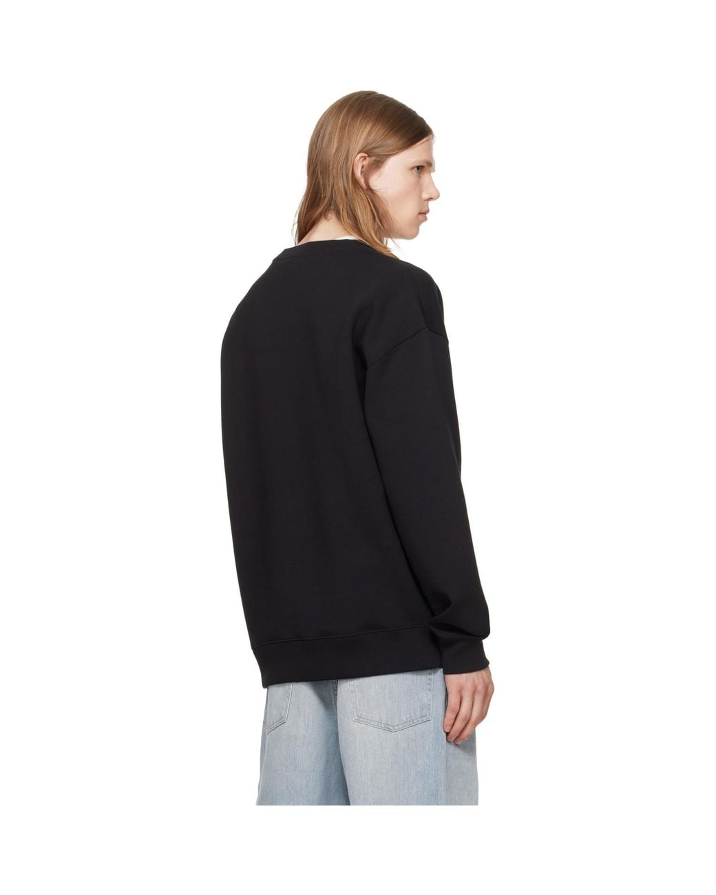 HUGO Black Stacked-Logo Badge Cotton-Blend Sweatshirt for men