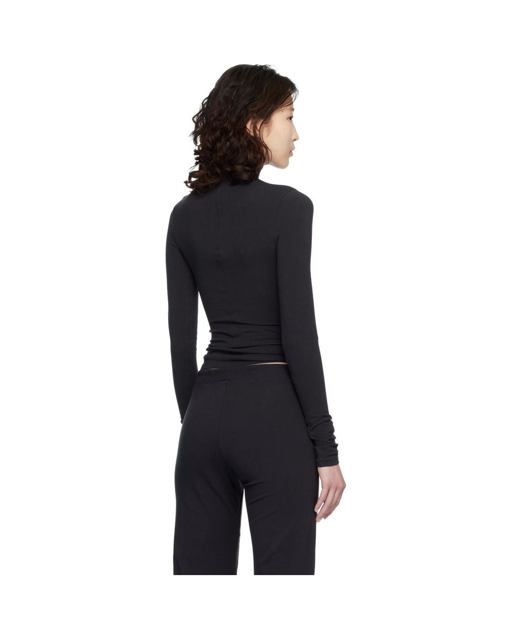 Skims Black Cotton Jersey Turtleneck T-Shirt