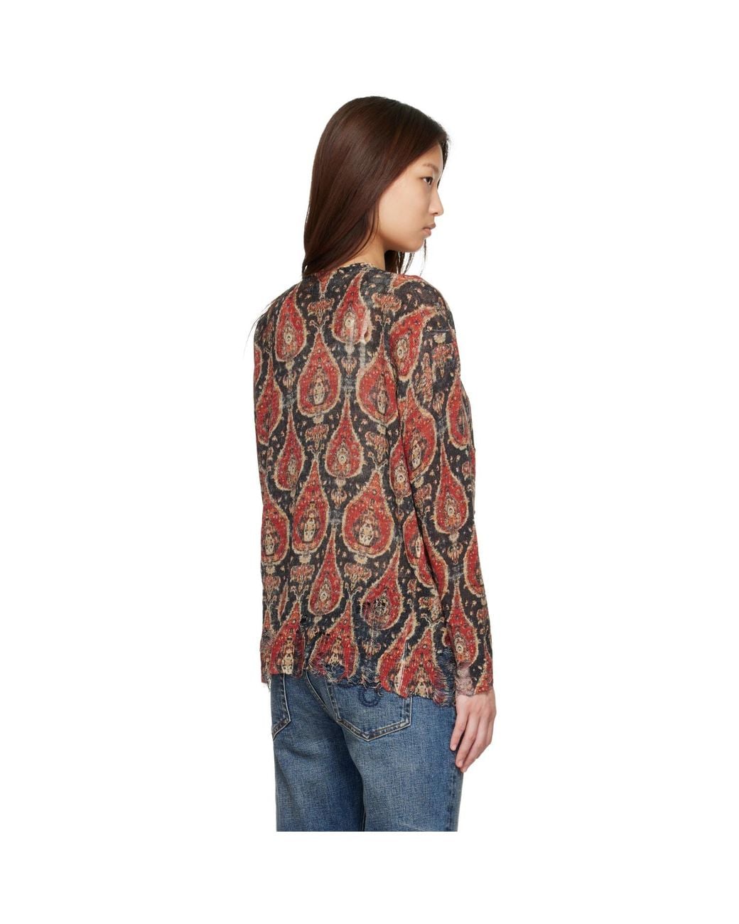 R13 Brown Printed Boyfriend Cardigan