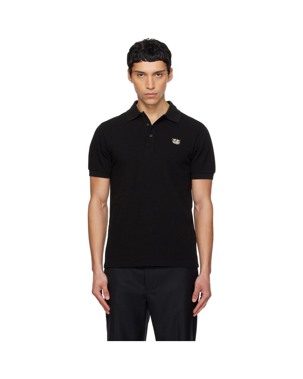 KENZO Black Paris Wild Tiger' Slim Polo for men