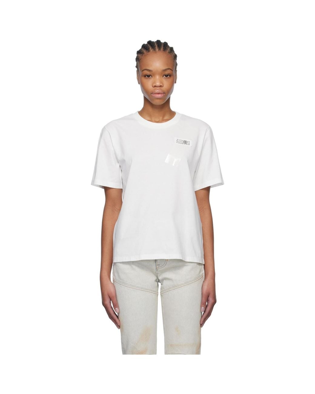 MM6 by Maison Margiela White Taped Logo T-Shirt