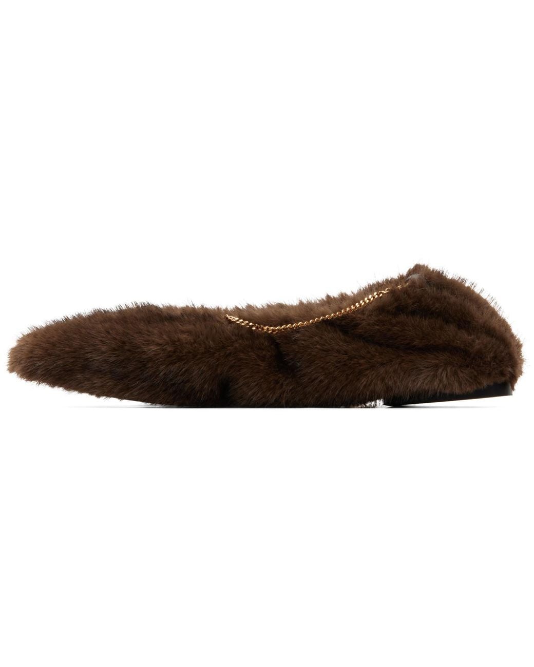 Stella McCartney Brown Mink Ankle Chain Ballerina Flats