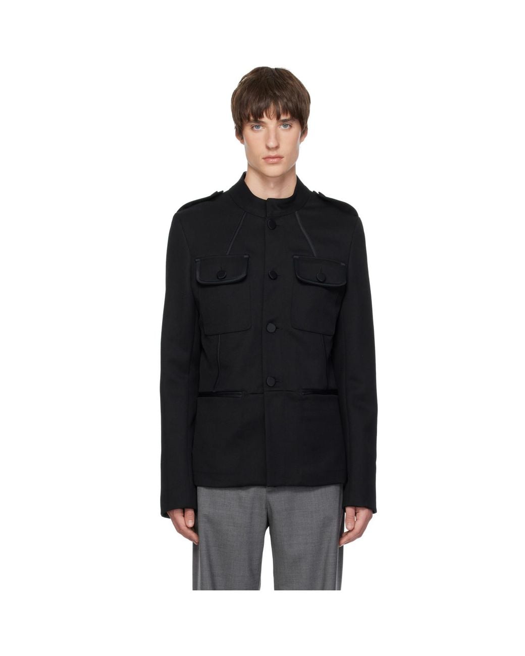AARON ESH Black Twill Blouson Jacket for men