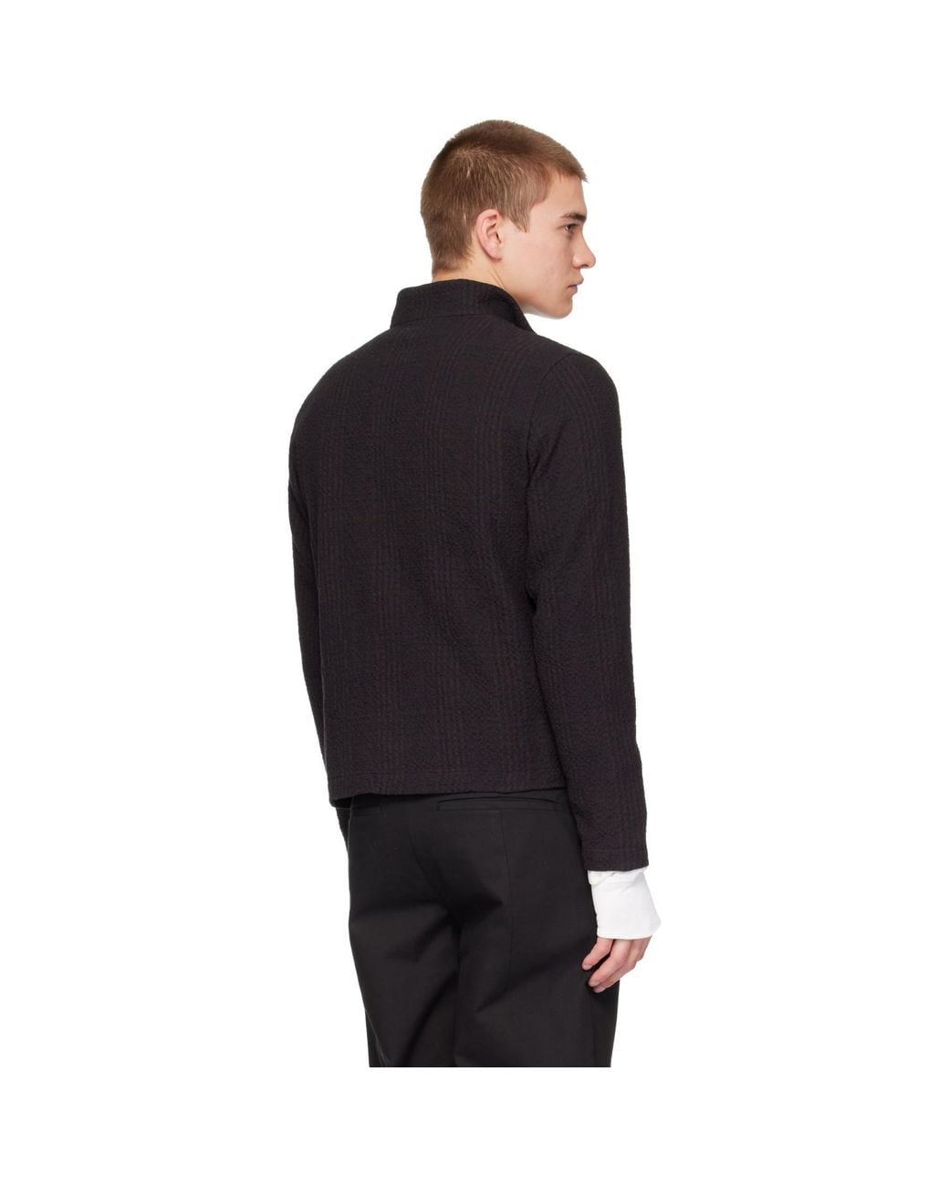 Post Archive Faction PAF Black Seersucker Track Jacket for men