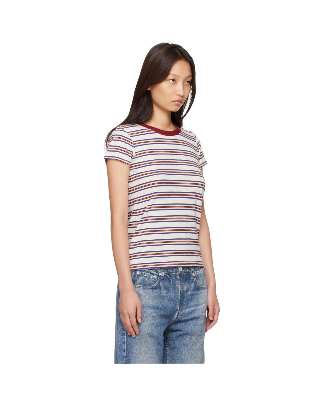 Rag & Bone Blue Off- 'The Slub Stripe' T-Shirt