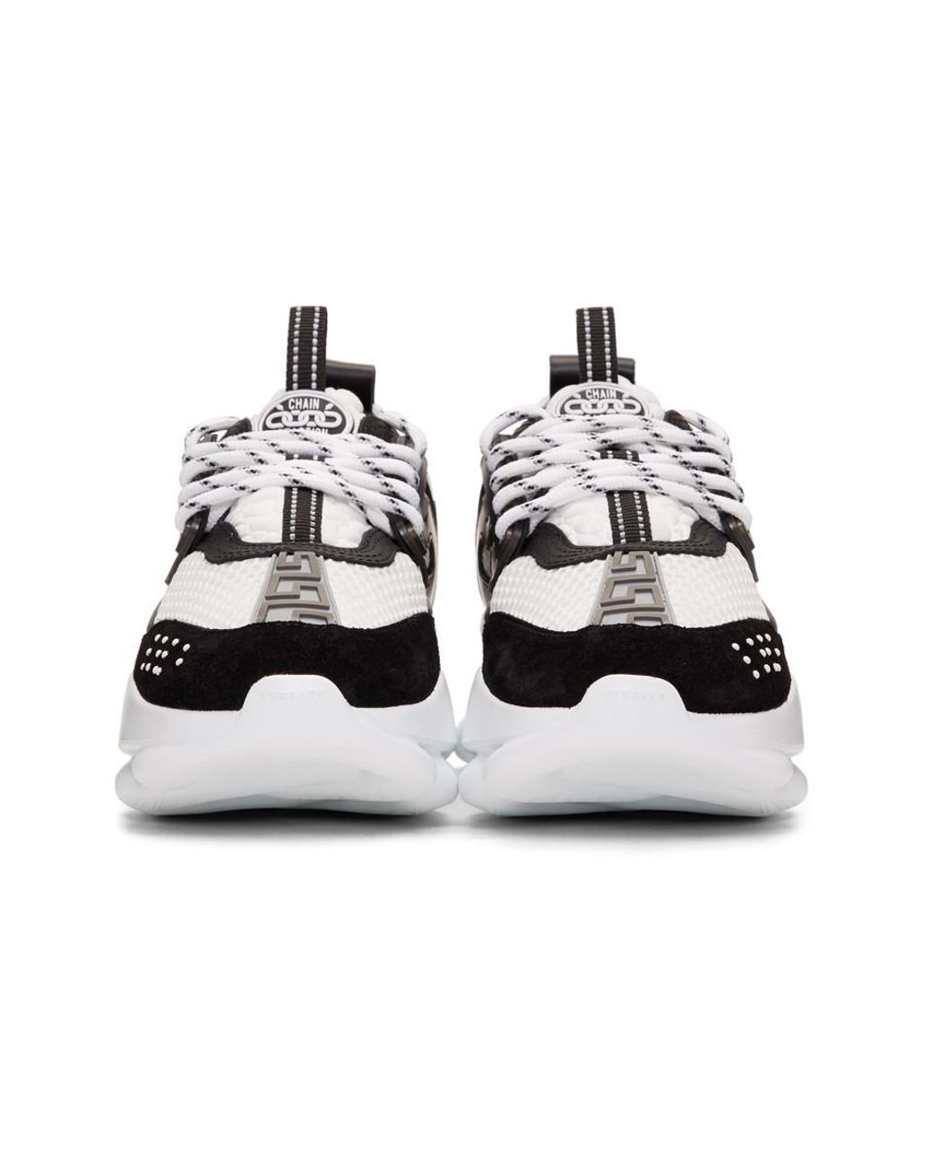 Versace White And Black Mesh Chain Reaction Sneakers | Lyst Canada
