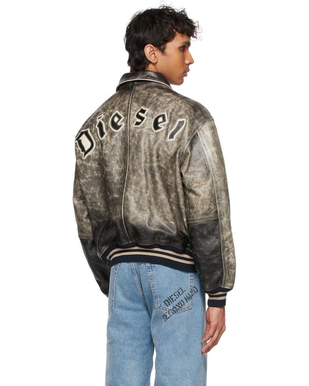 DIESEL leather varsity jacket D4D-2 DIESEL Leather D4d-2 Jacket in