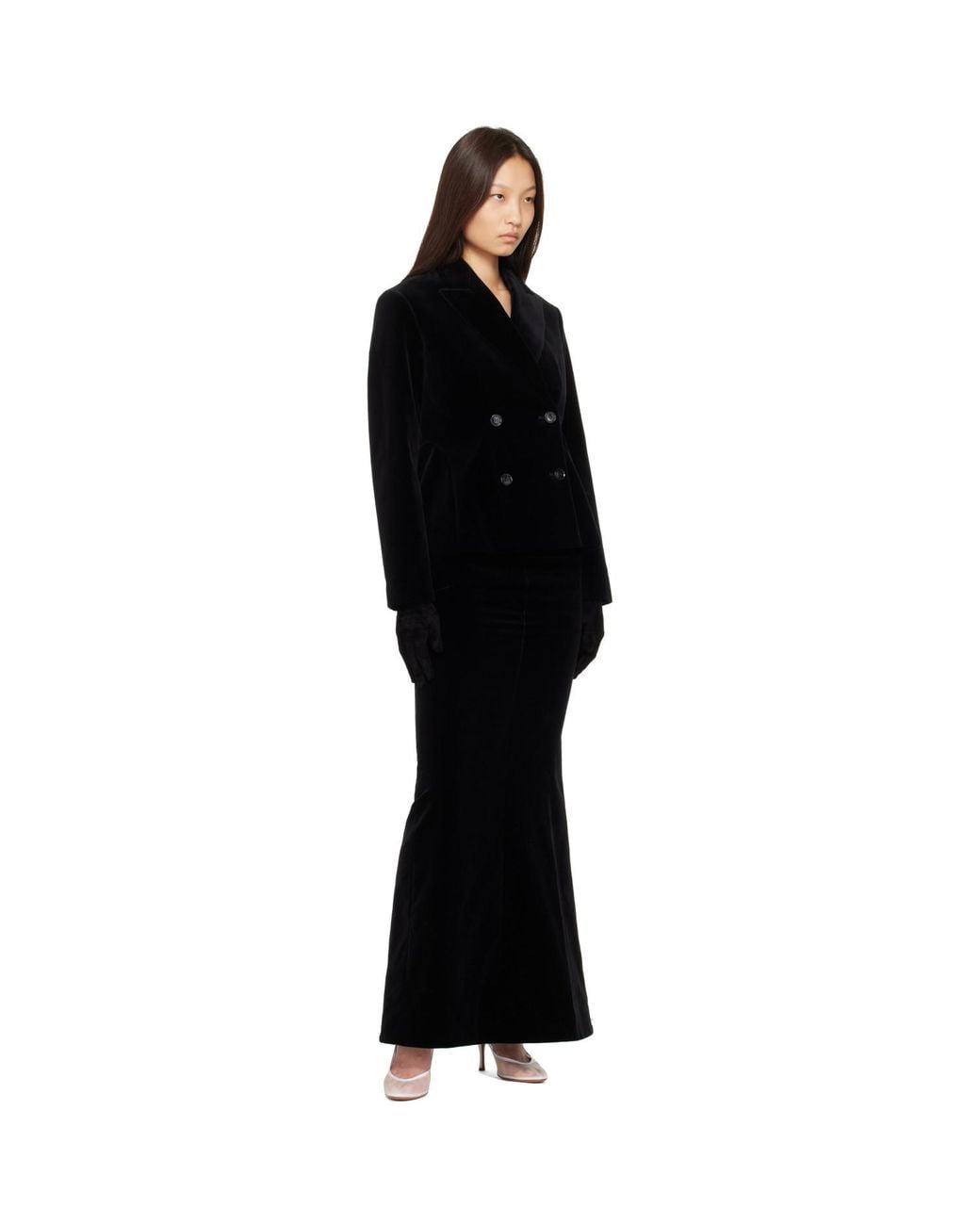Alaïa Black Crepe Wool Tailored Coat