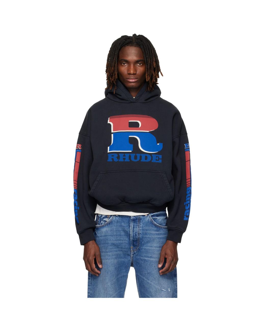 Pull À Capuche Noir À Logos Split Petrol Rhude pour homme en coloris Blue
