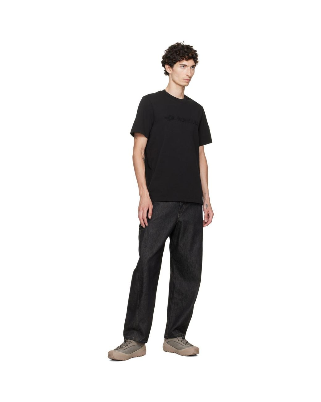 Moncler Black Logo Cotton T-Shirt for men
