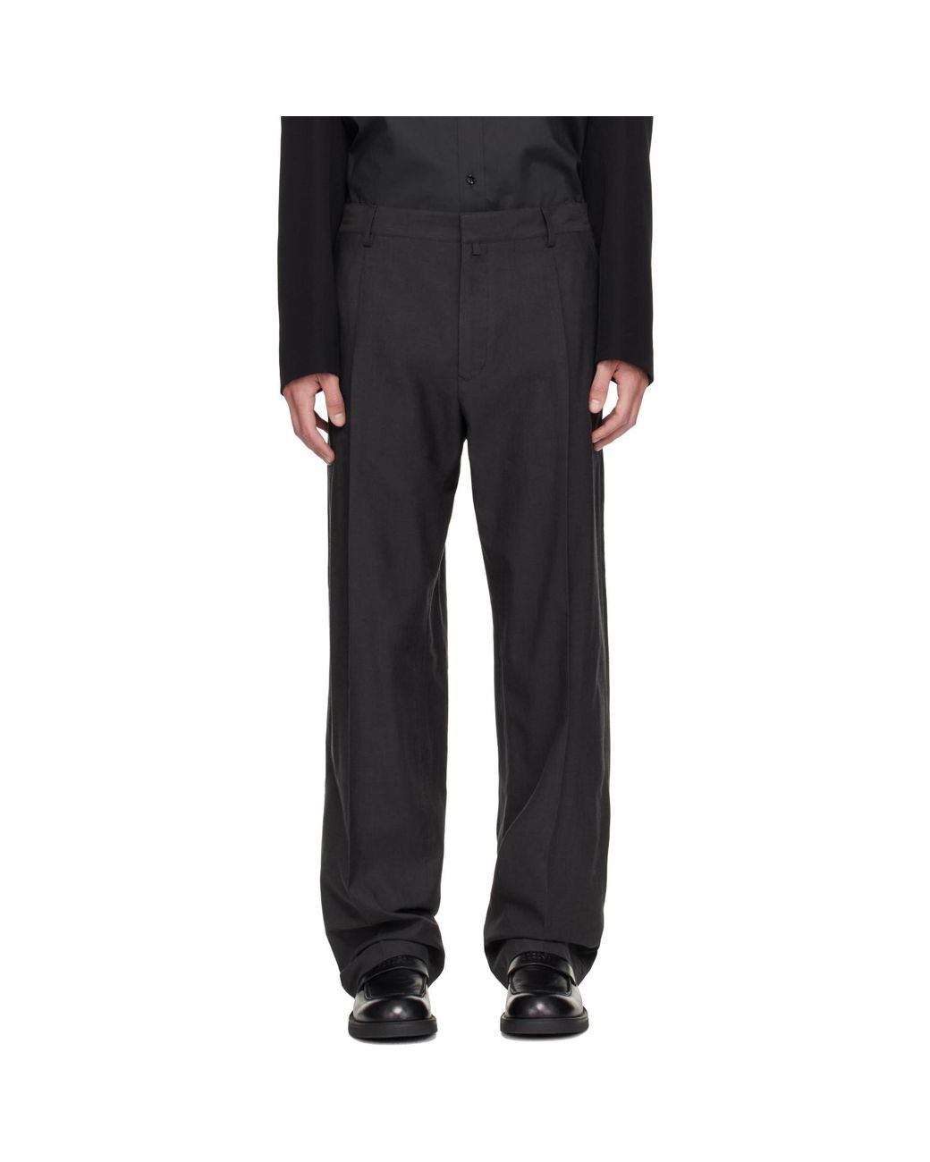 MM6 by Maison Margiela Black Wool Twill Trousers for men
