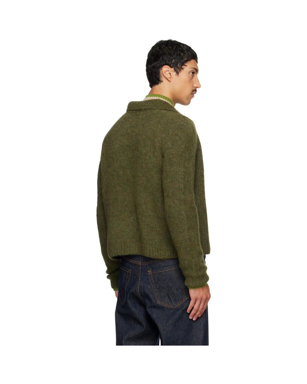 Dries Van Noten Green Alpaca Cardigan for men