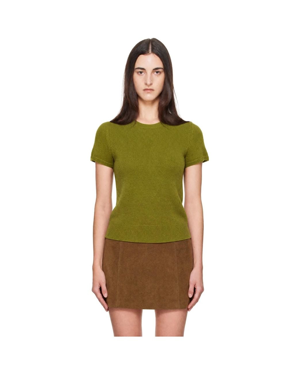 DUNST Green Half Sleeve Knit Top