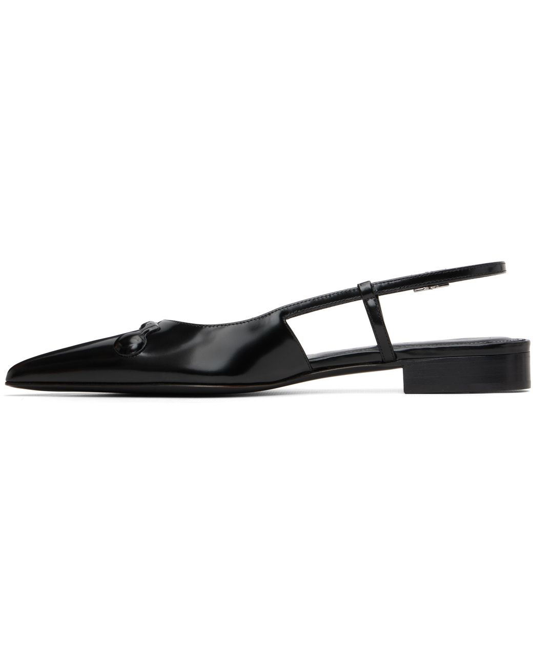 Marni Black Leather Trunkaroo Pointed Toe Slingback Ballerina Flats