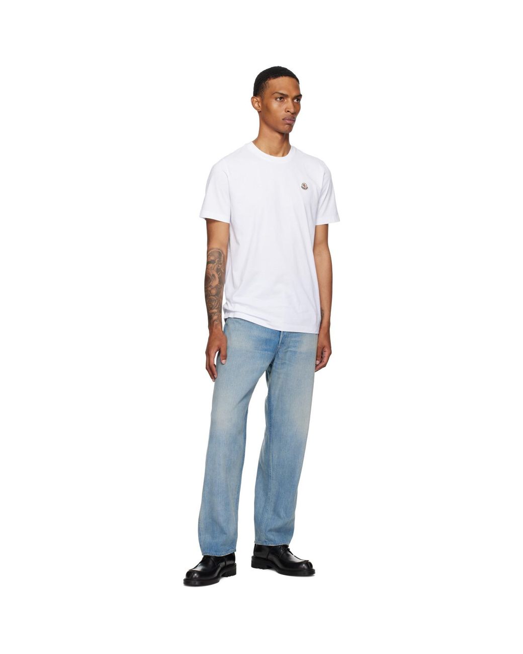 Moncler White Three-Pack Logo Patch Cotton T-Shirts for men